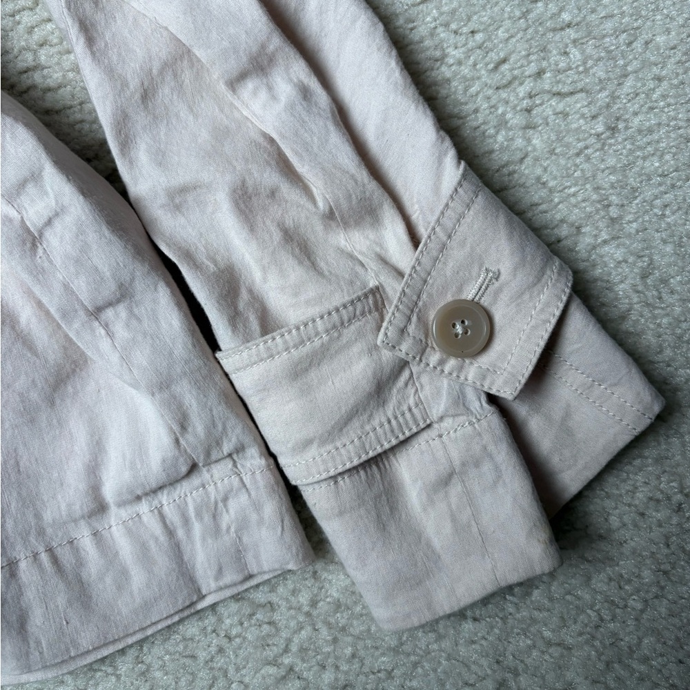 Vince stretch Drapey belted linen blend jacket, sand glow, trench coat , sz M - Picture 4 of 11